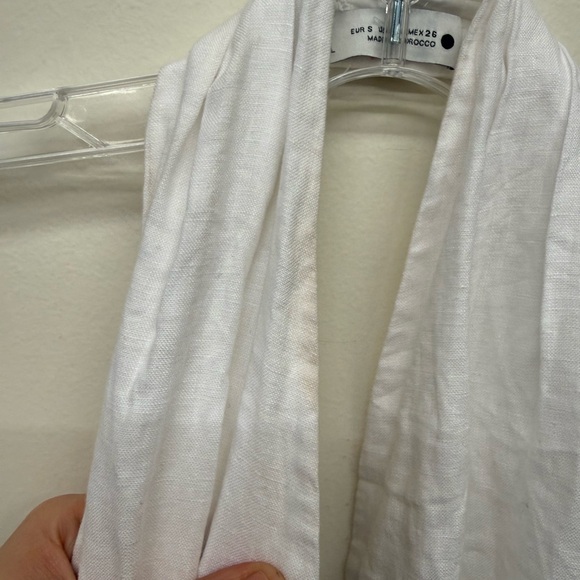 Zara White Linen Backless Eonen Macrame Fringe Halter Size S - Picture 8 of 10